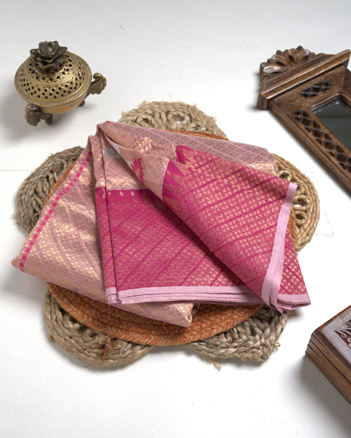 Golden Beige Kota Saree with Gold Zari