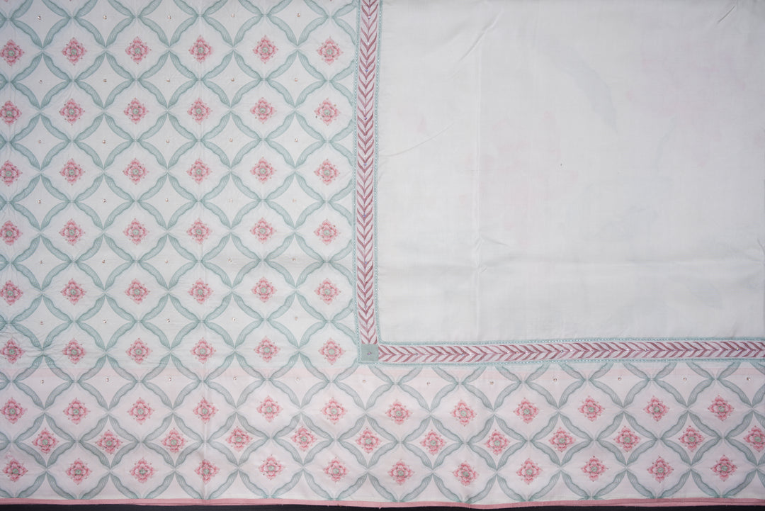 Blooming Heiress – Lotus Bloom Kanchi Silk Saree with Pearl-Edged Border