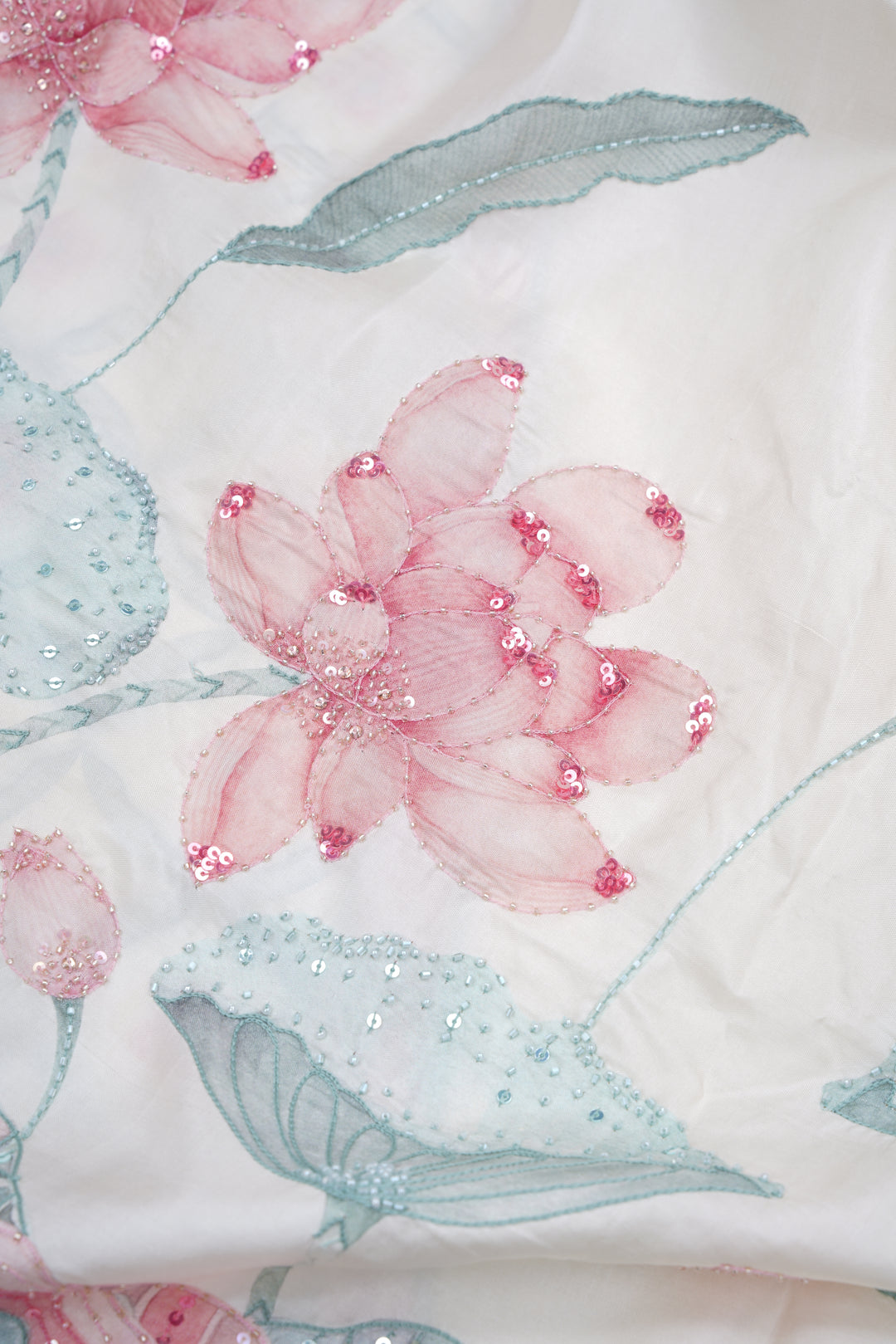 Blooming Heiress – Lotus Bloom Kanchi Silk Saree with Pearl-Edged Border