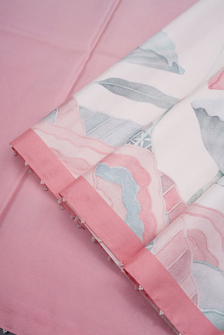 Blooming Heiress – Lotus Bloom Ombre Kanchi Silk Saree with Pearl-Edged Border