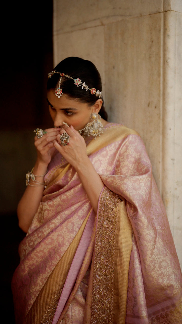 Blush Pink Handwoven Embroidered Luxury Kanchivaram Silk Saree