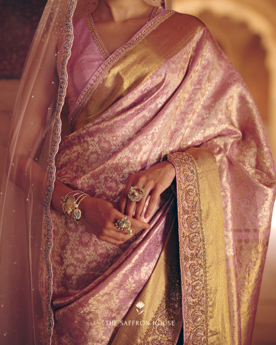 Blush Pink Handwoven Embroidered Luxury Kanchivaram Silk Saree