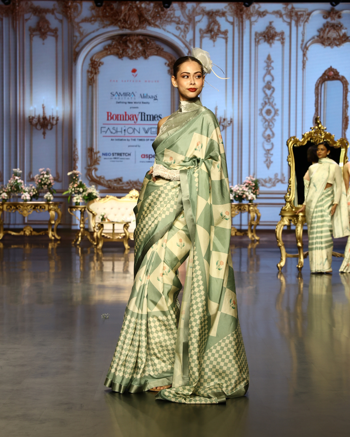 Sage Symphony Kanjivaram Silk Saree - Blooming Heiress - Look 8