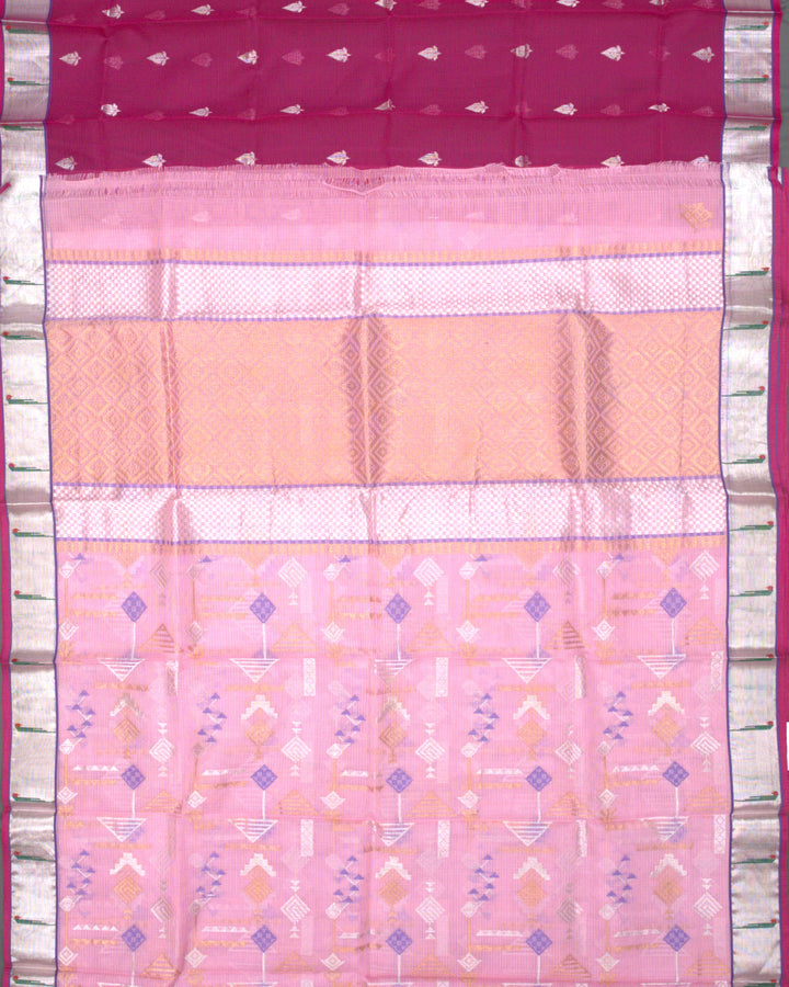 Pink Kota Saree with Geometric Zari