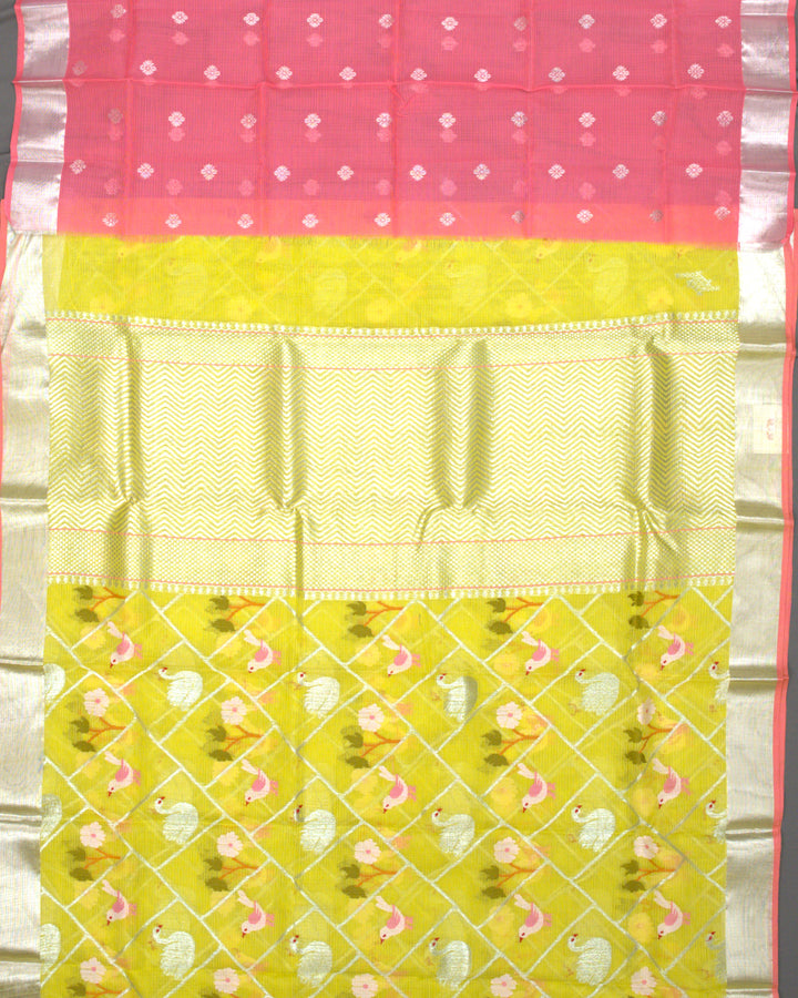 Lime Green Dual-Tone Kota Saree