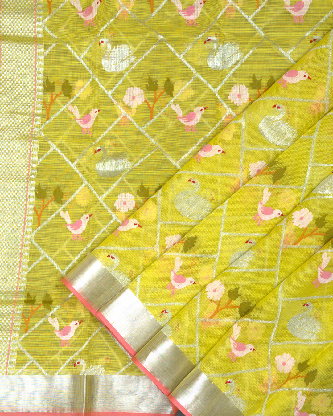 Lime Green Dual-Tone Kota Saree
