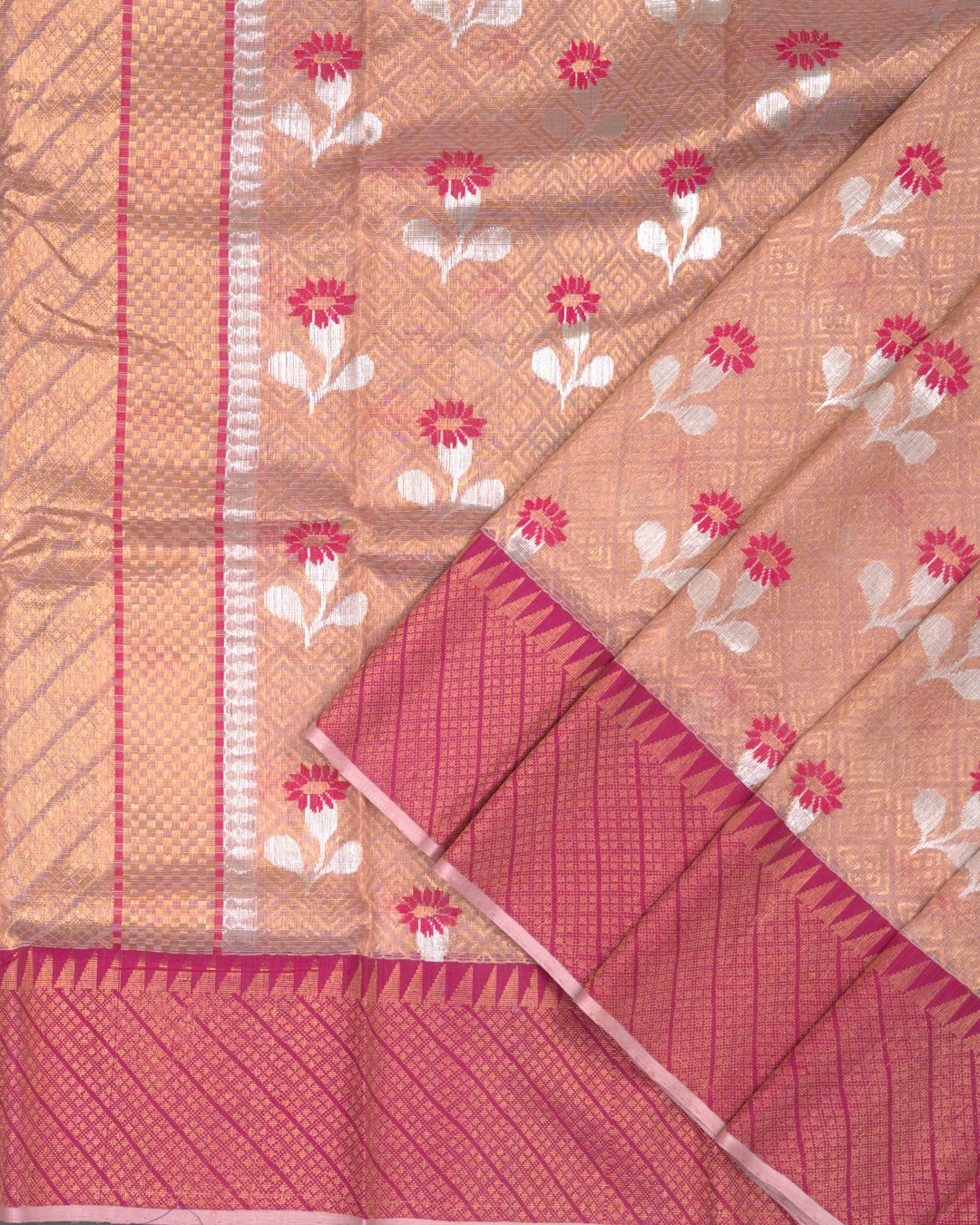 Golden Beige Kota Saree with Gold Zari