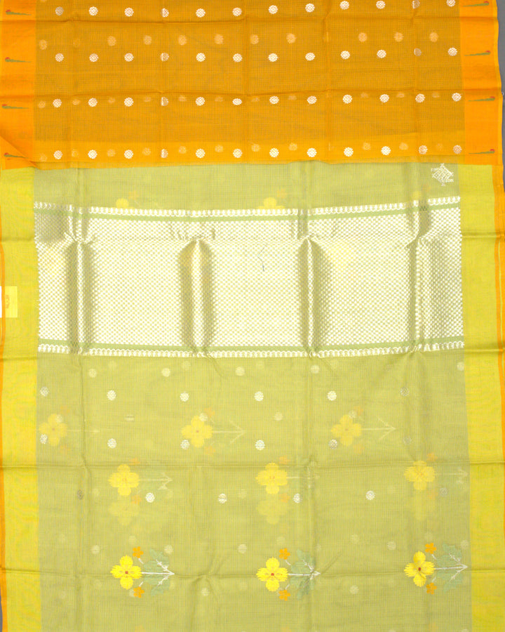 Lime Green Kota Saree with Silver Zari
