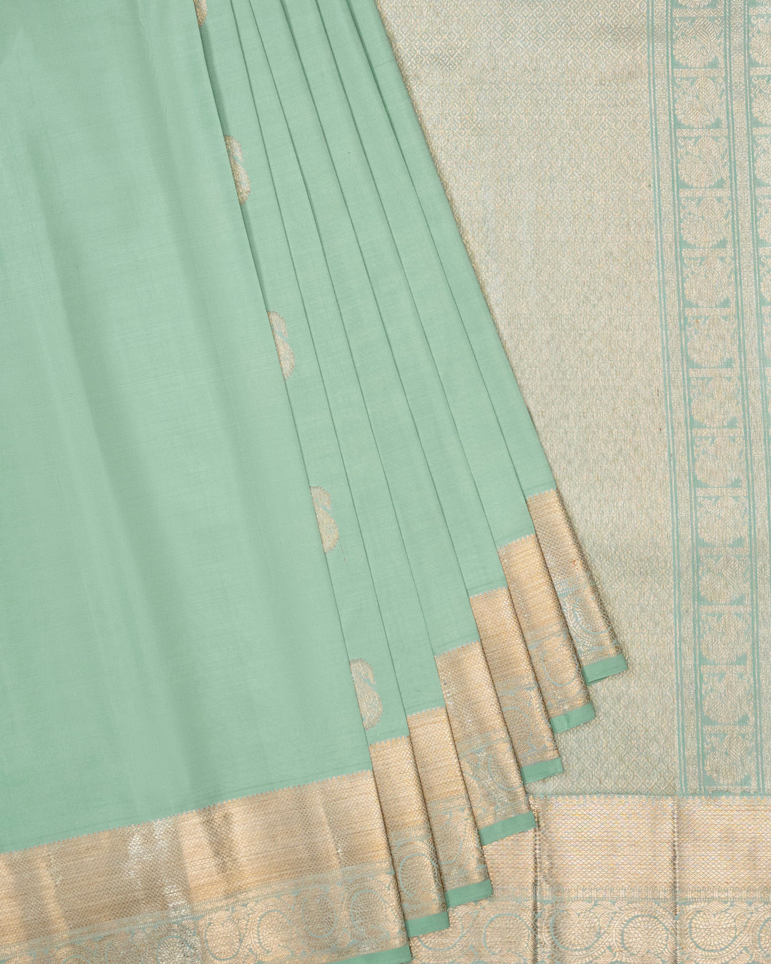 Mint Green & Gold Kanchivaram Silk Saree