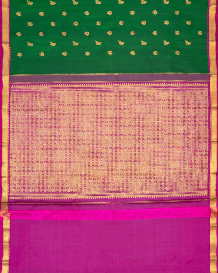 Bottle Green & Magenta Kanchivaram Silk Saree