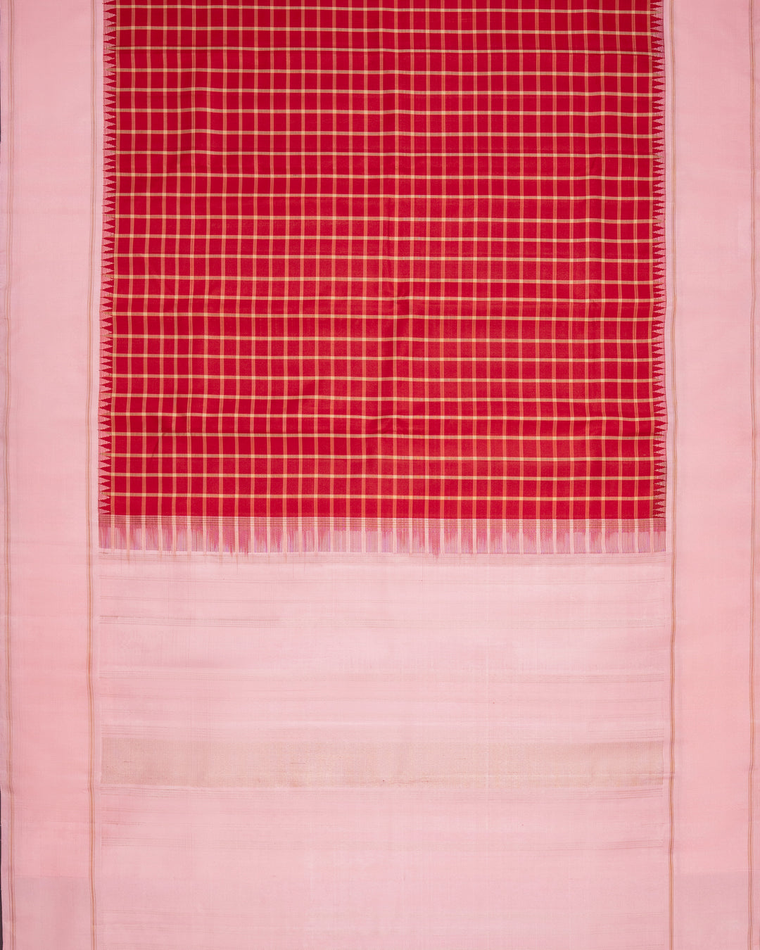 Red & Blush Pink Kanchivaram Silk Saree