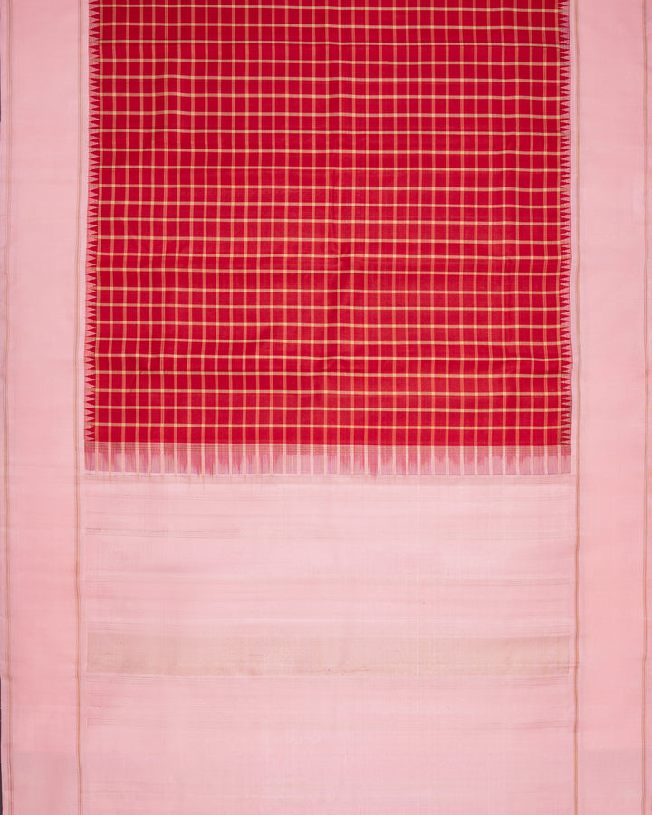 Red & Blush Pink Kanchivaram Silk Saree