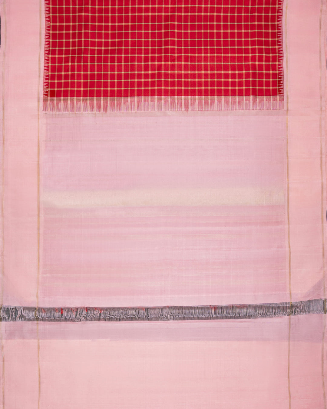 Red & Blush Pink Kanchivaram Silk Saree