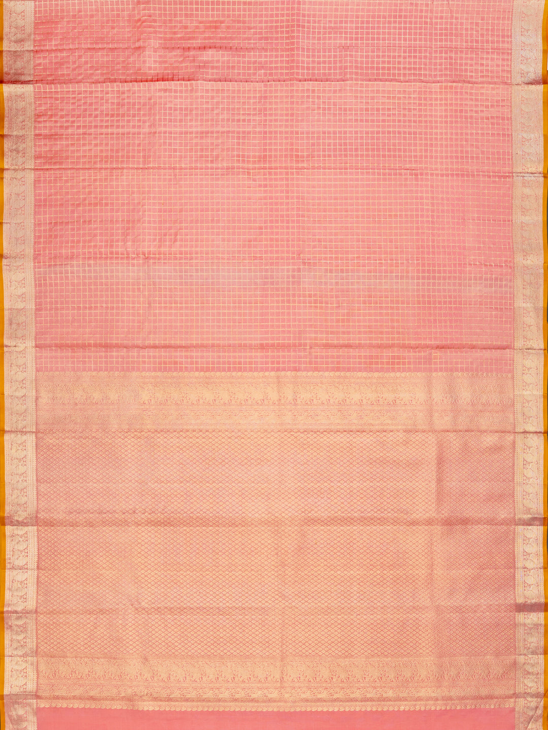 Baby Pink & Mustard Kanchivaram Silk Saree