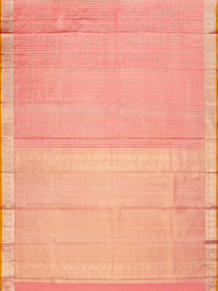 Baby Pink & Mustard Kanchivaram Silk Saree