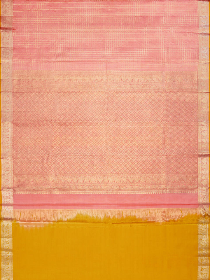 Baby Pink & Mustard Kanchivaram Silk Saree
