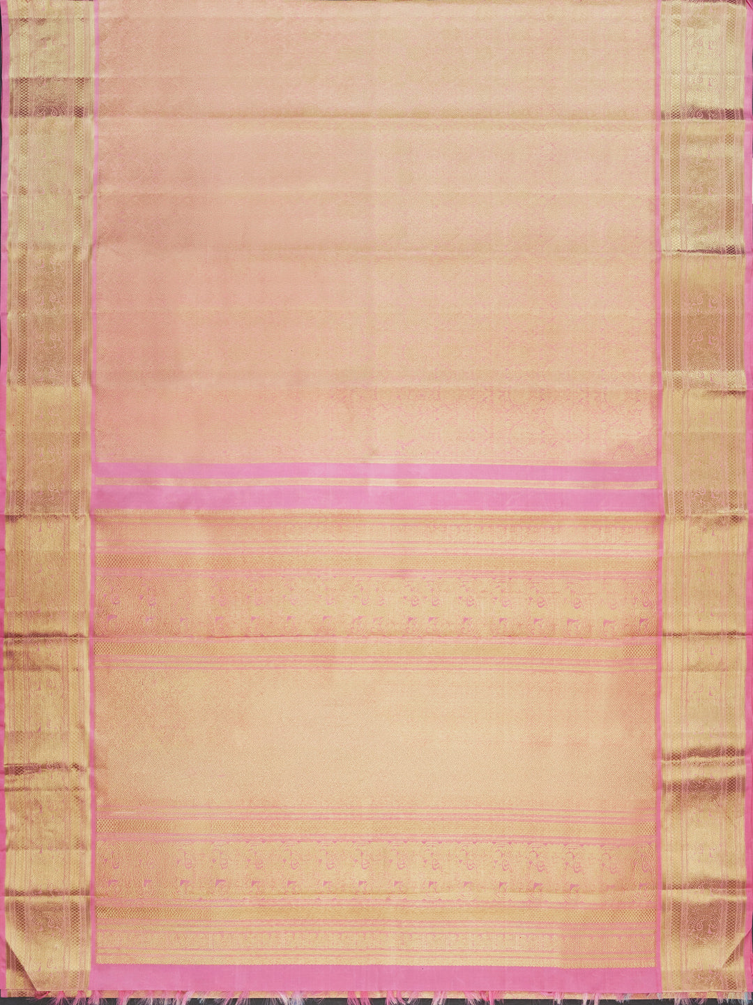Rose Pink & Gold Kanchivaram Silk Saree