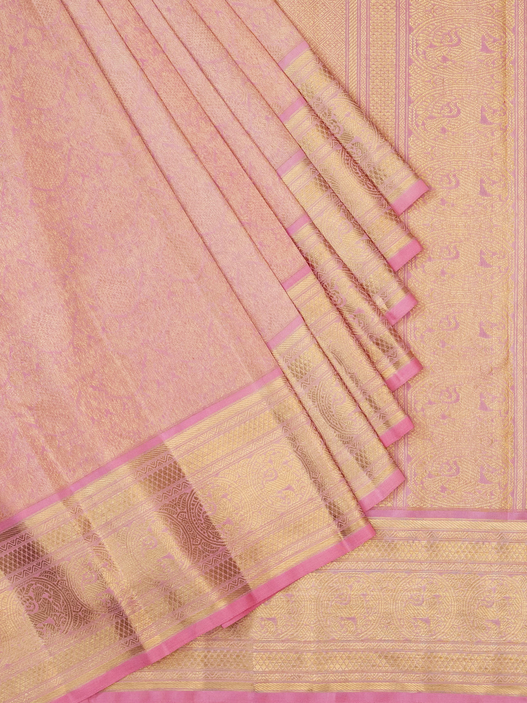 Rose Pink & Gold Kanchivaram Silk Saree