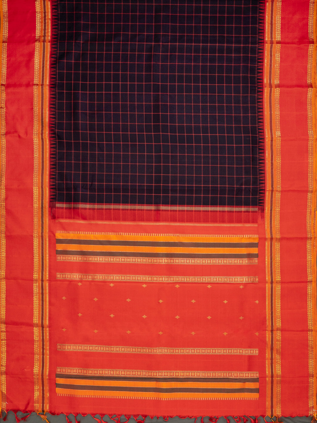Black & Red Kanchivaram Silk Saree