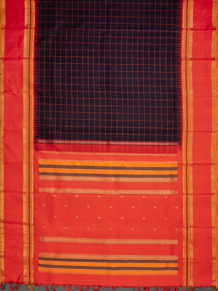 Black & Red Kanchivaram Silk Saree