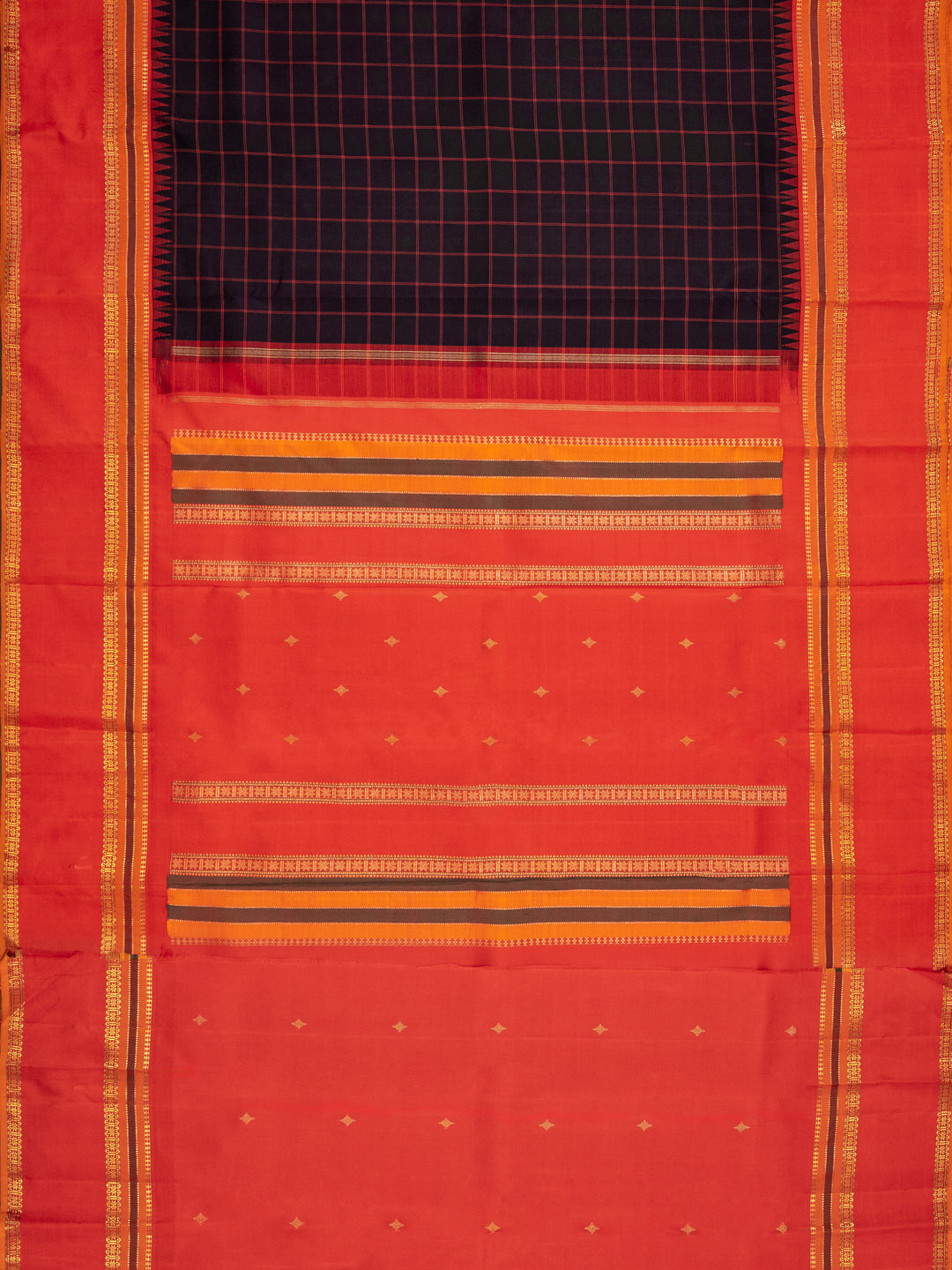 Black & Red Kanchivaram Silk Saree