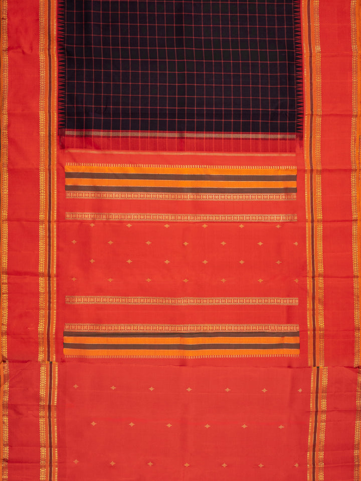 Black & Red Kanchivaram Silk Saree