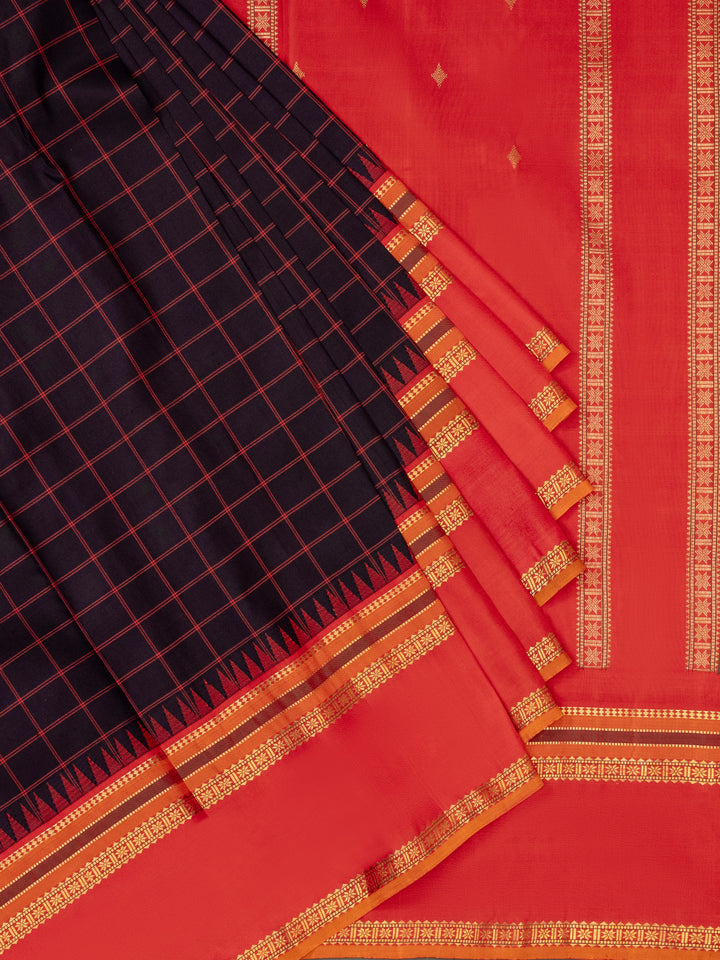 Black & Red Kanchivaram Silk Saree