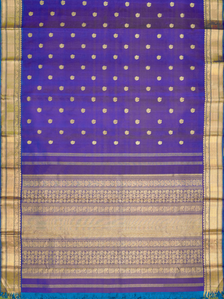 Royal Blue & Violet Kanchivaram Silk Saree