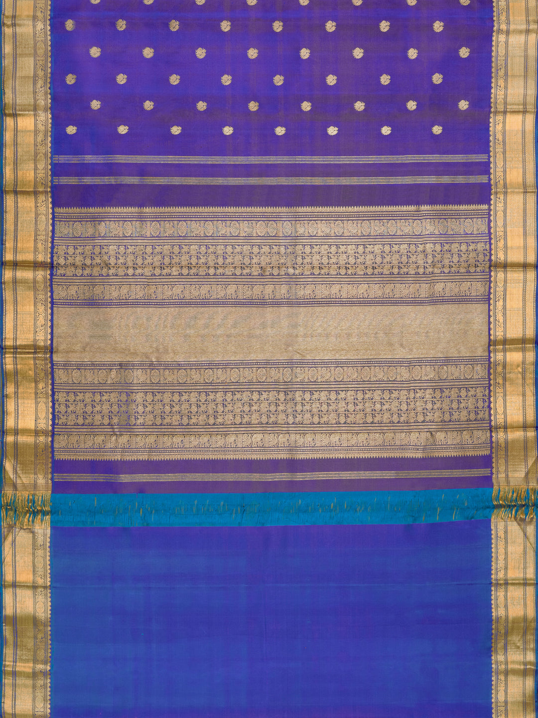 Royal Blue & Violet Kanchivaram Silk Saree