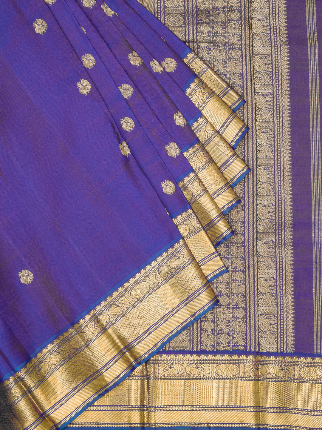 Royal Blue & Violet Kanchivaram Silk Saree