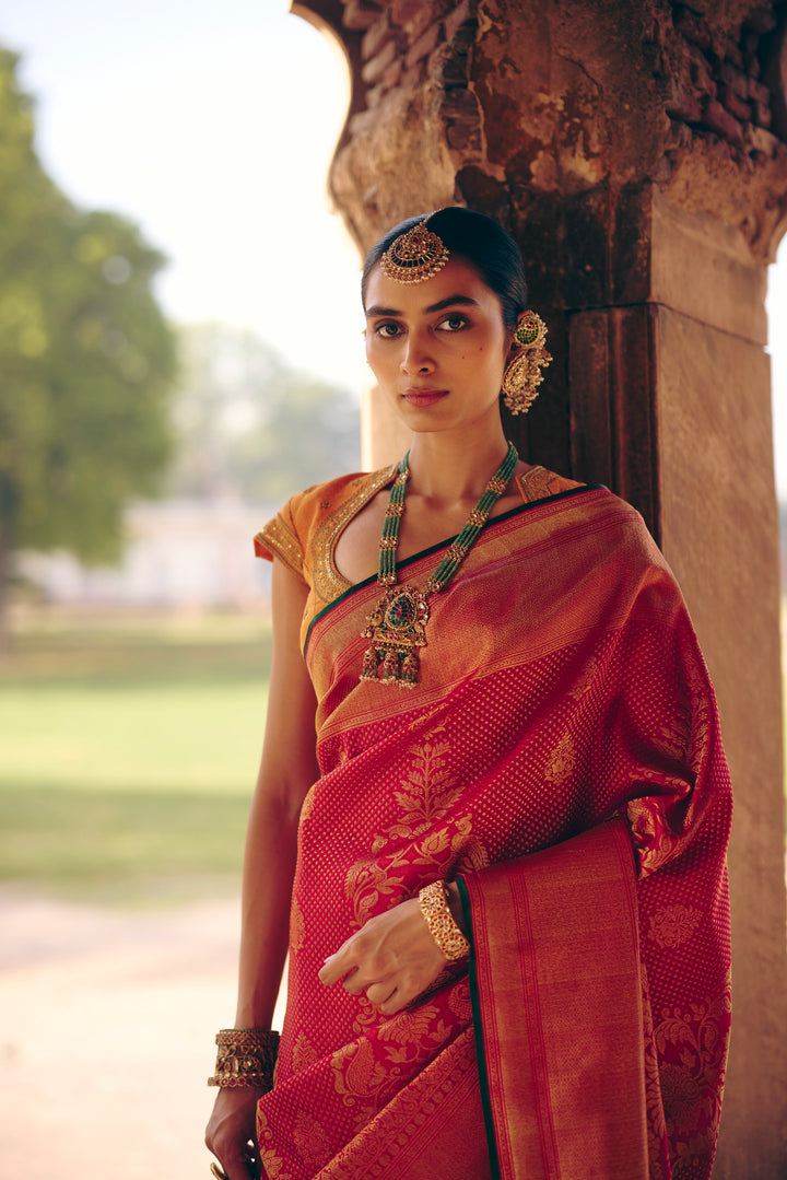 Royal Crimson Red Handwoven Bridal Kanchivaram Silk Saree