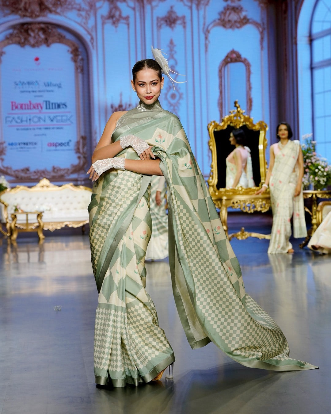 Sage Symphony Kanjivaram Silk Saree - Blooming Heiress - Look 8