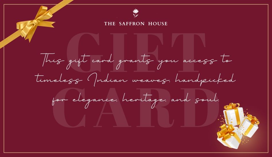 The Saffron House Gift Card – handwoven handwoven Kanjivaram silk saree in real zari, The Saffron House