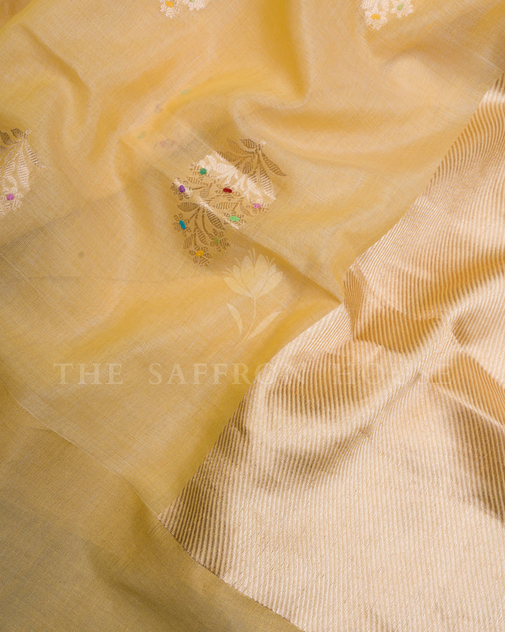 Sand Beige Banarasi Silk Saree – The Saffron House