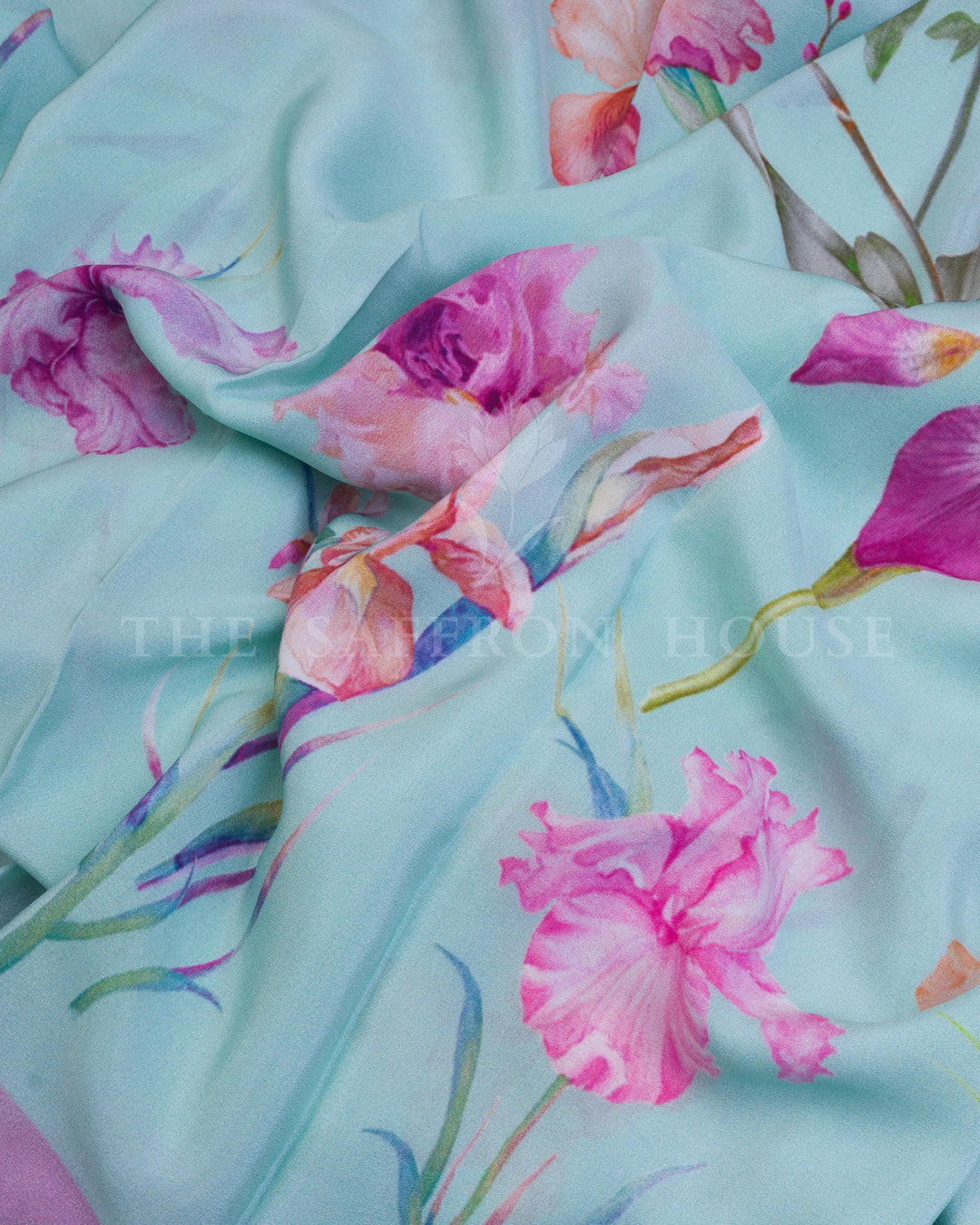 Lavender And Aqua Blue Eri Silk Saree – The Saffron House