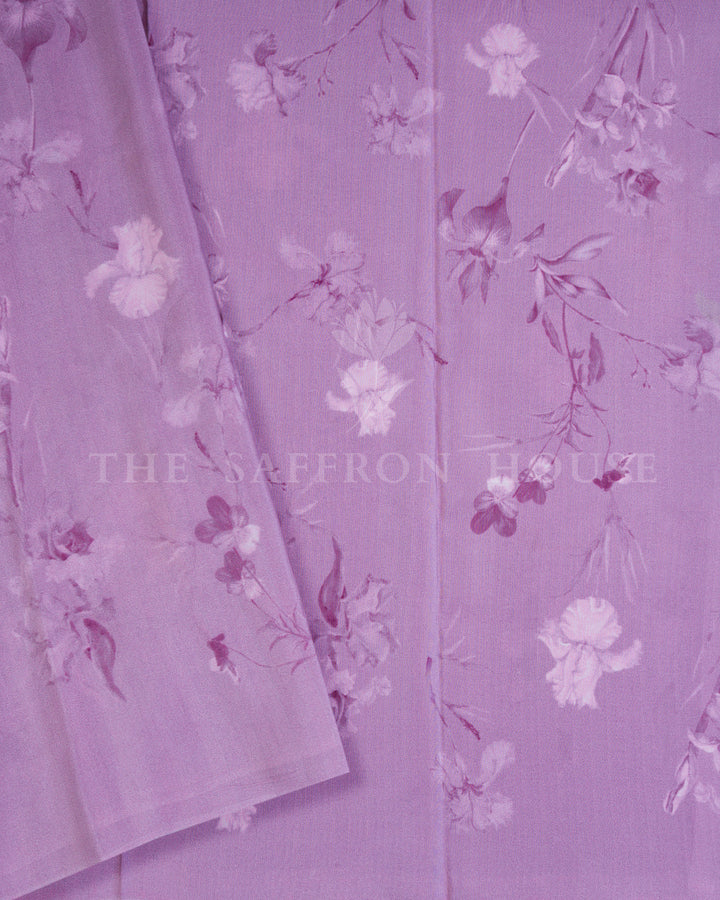 Lavender And Aqua Blue Eri Silk Saree – The Saffron House