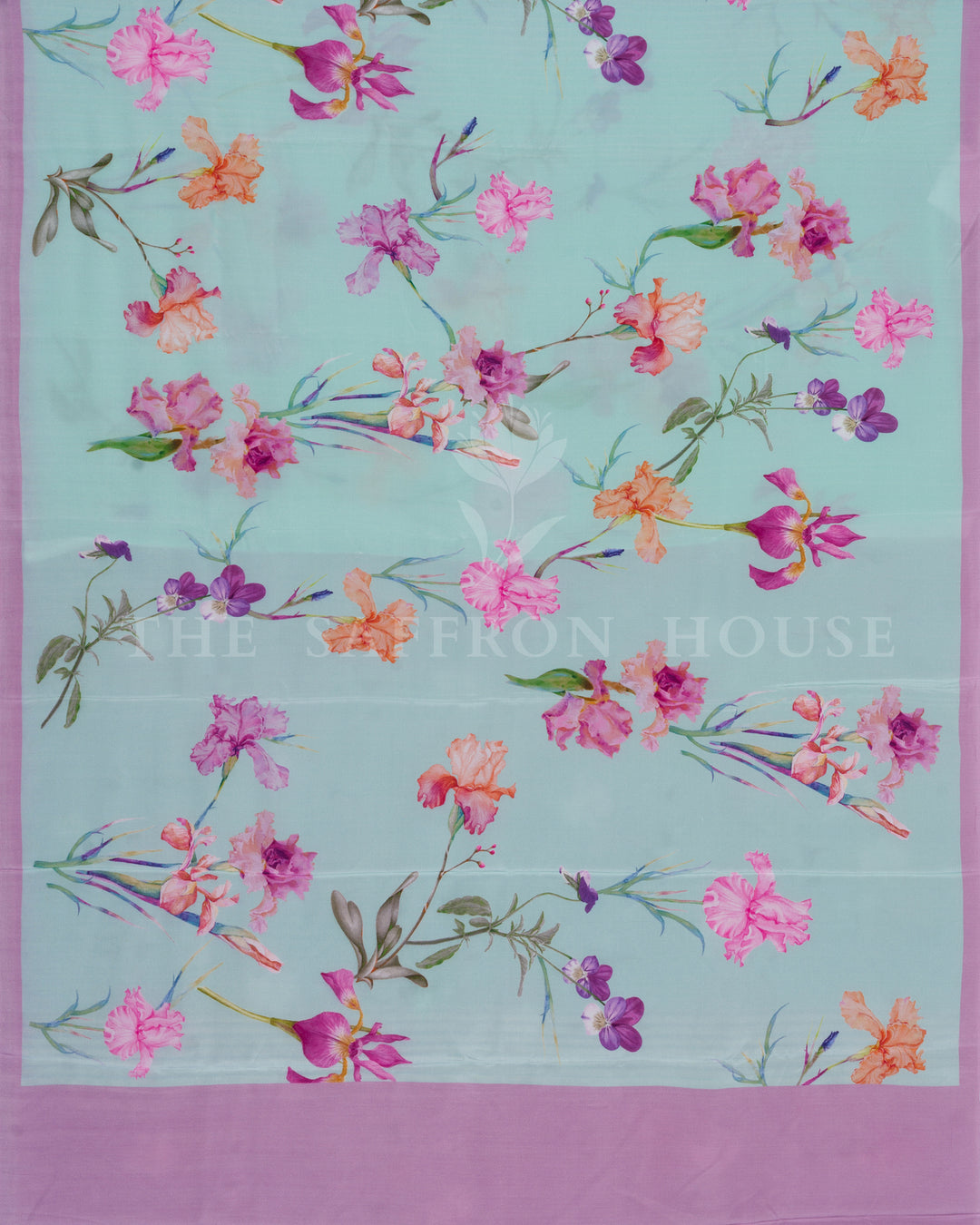 Lavender And Aqua Blue Eri Silk Saree – The Saffron House
