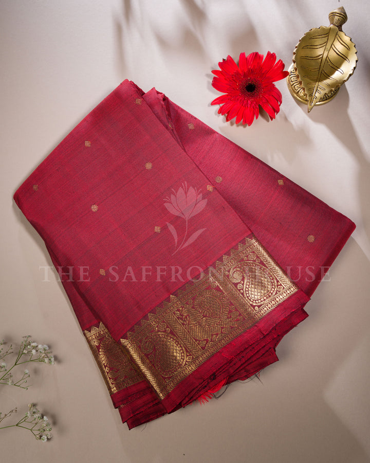 Red Kanjivaram Silk Saree – The Saffron House