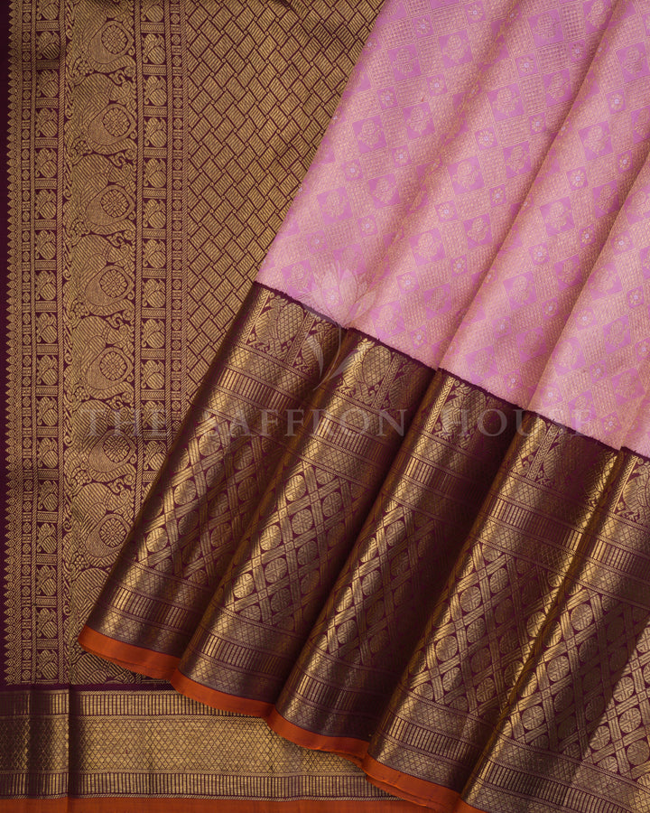 Blush Rose Kanjivaram Silk Saree – The Saffron House