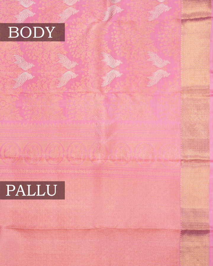 Blush Rose Brocade Kanjivaram Silk Saree – The Saffron House
