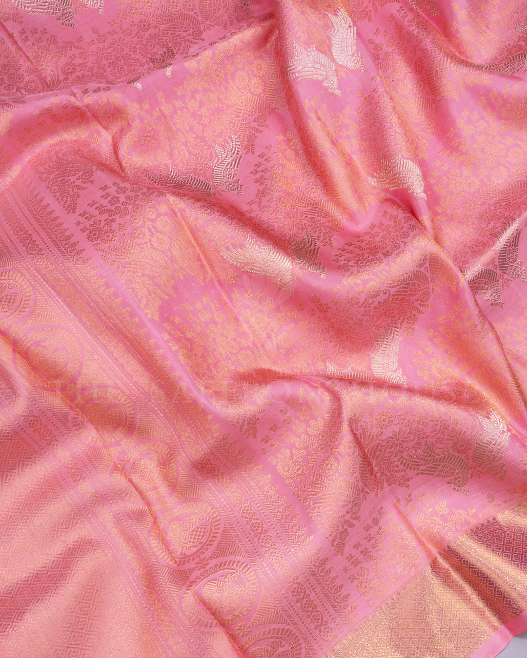 Blush Rose Brocade Kanjivaram Silk Saree – The Saffron House