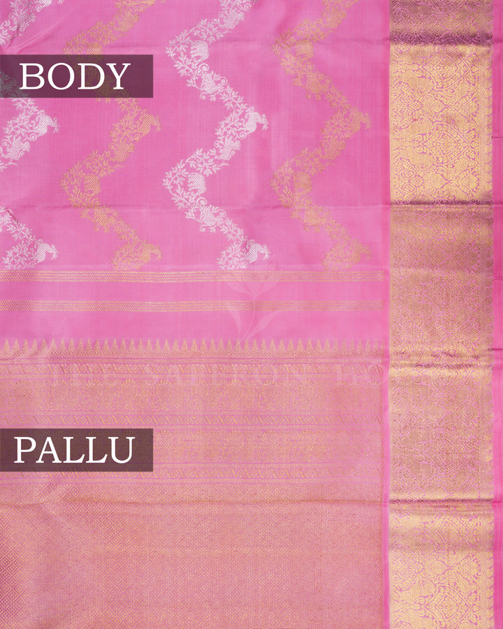 Blush Rose Brocade Kanjivaram Silk Saree – The Saffron House