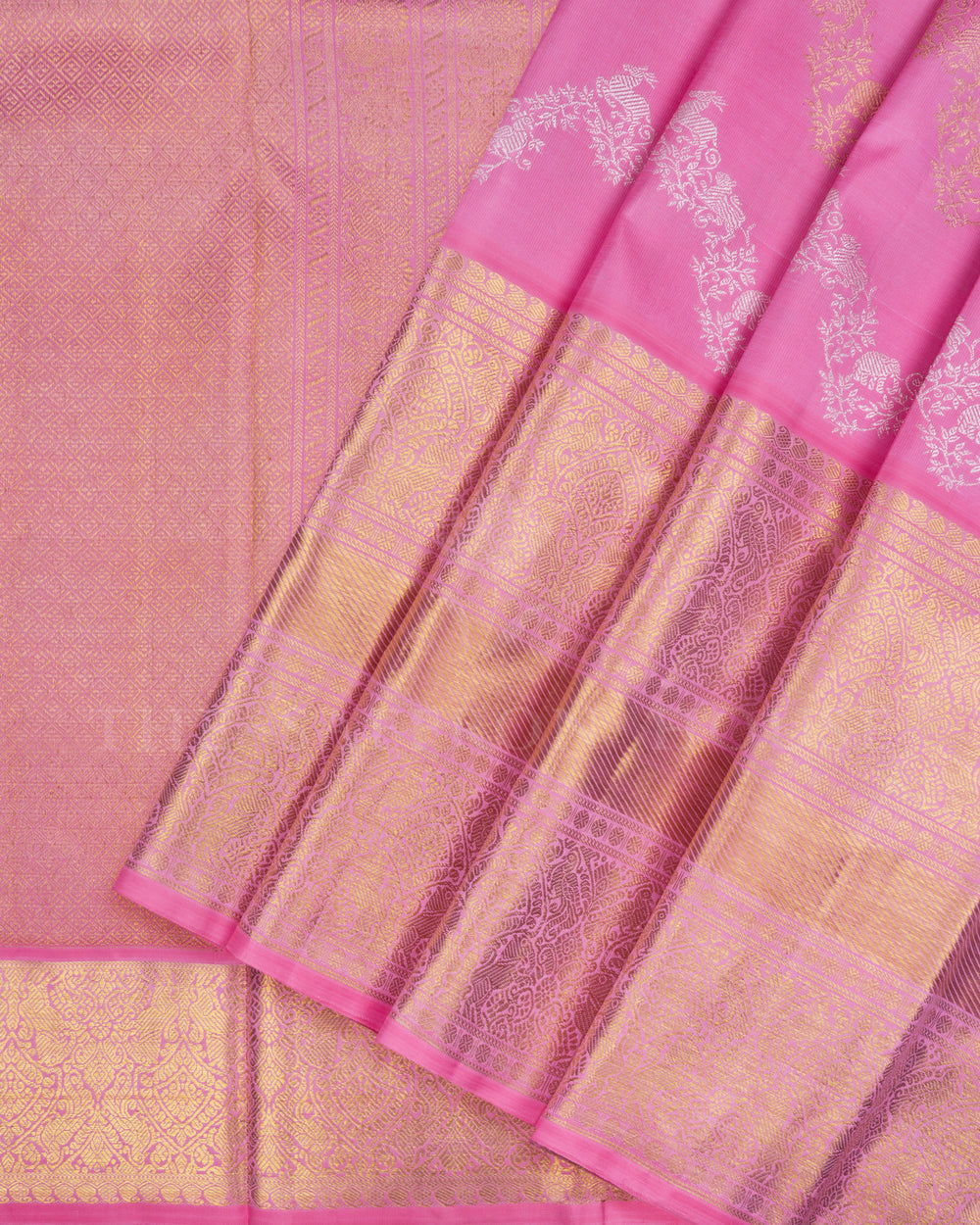 Blush Rose Brocade Kanjivaram Silk Saree – The Saffron House