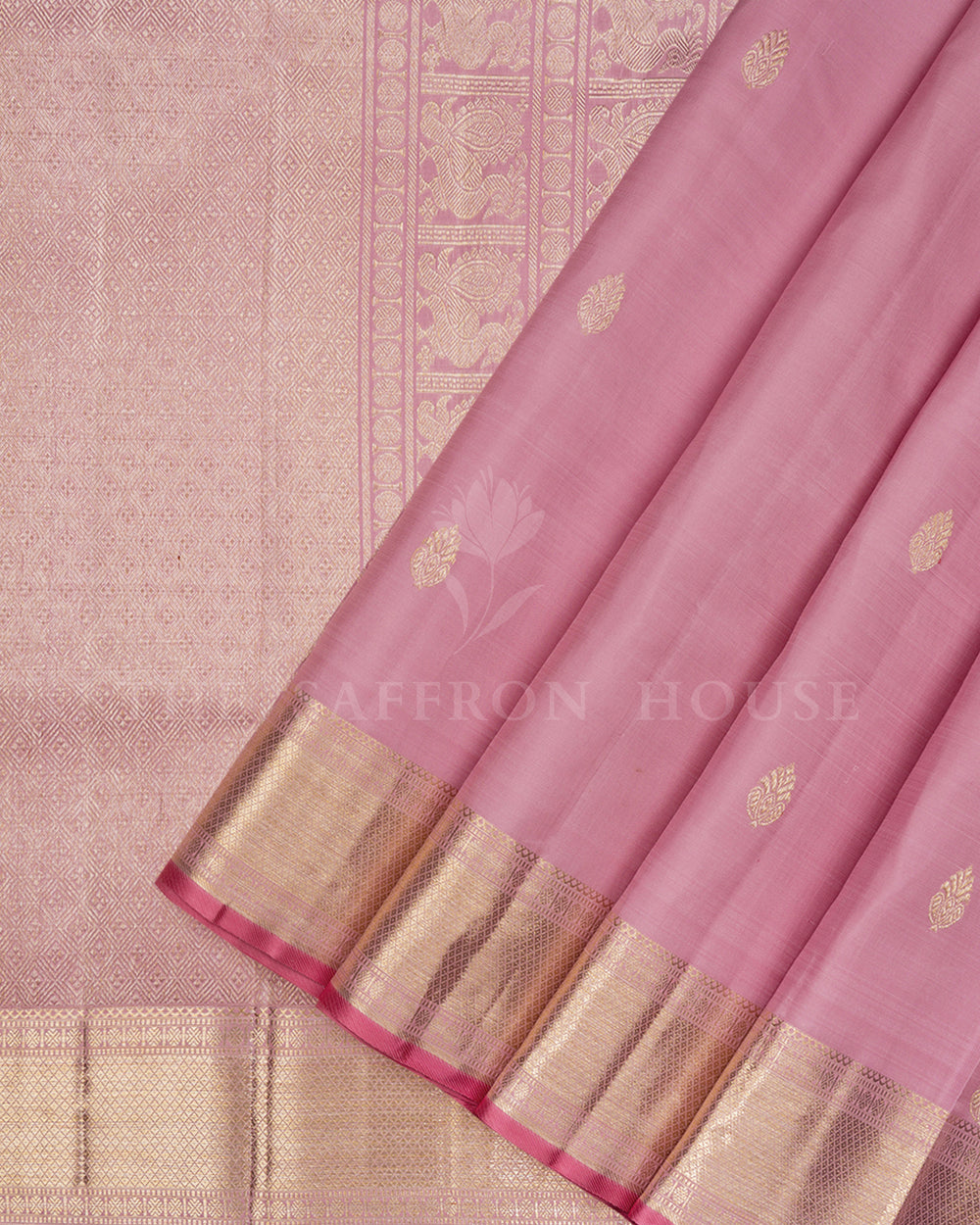 Blush Rose Brocade Kanjivaram Silk Saree – The Saffron House