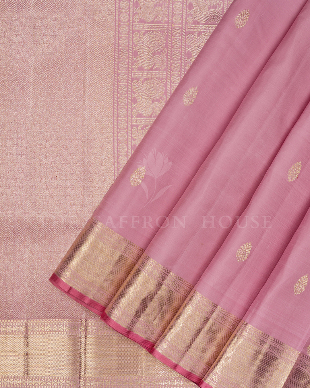 Blush Rose Brocade Kanjivaram Silk Saree – The Saffron House