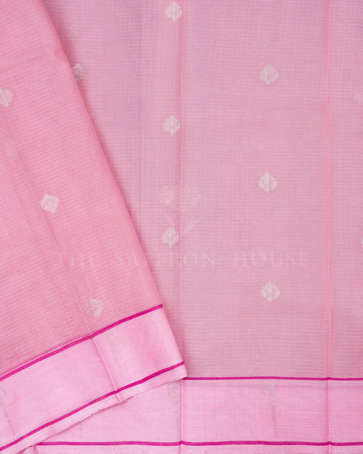 Blush Rose Pure Zari Kota Silk Saree – The Saffron House