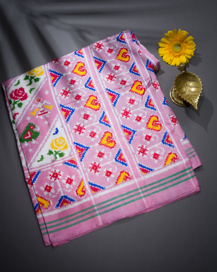 Blush Rose Handwoven Patola Saree – The Saffron House