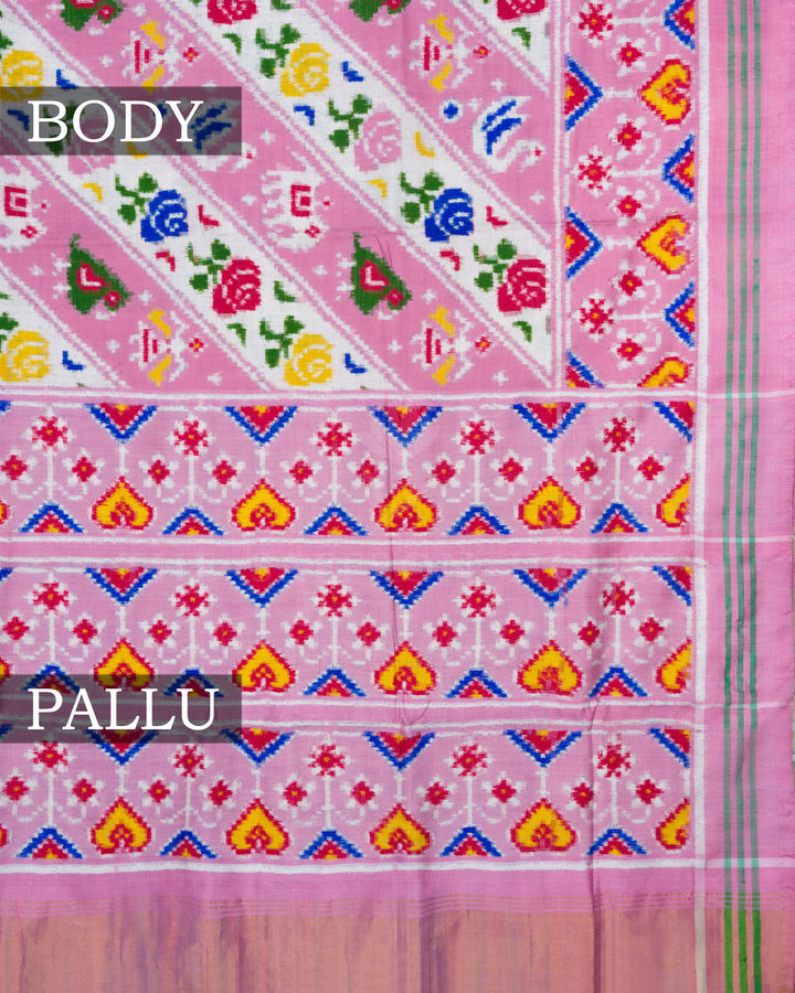 Blush Rose Handwoven Patola Saree – The Saffron House