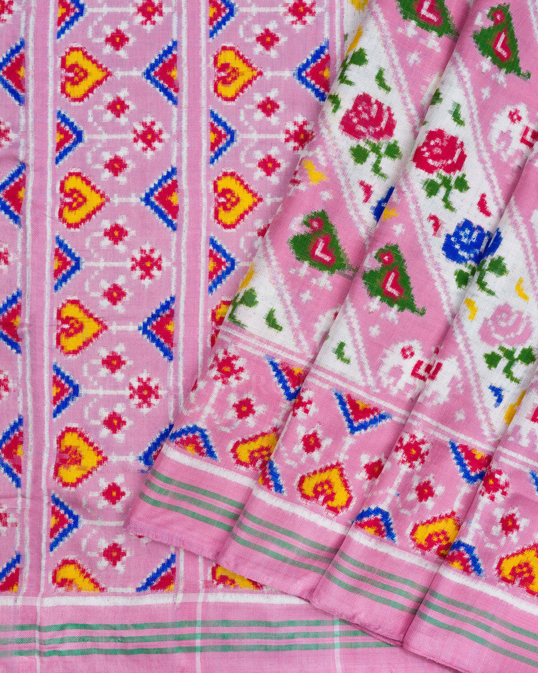 Blush Rose Handwoven Patola Saree – The Saffron House