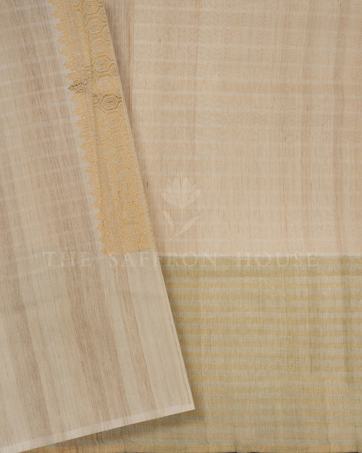 Sand Beige Tussar Banarasi Saree – The Saffron House